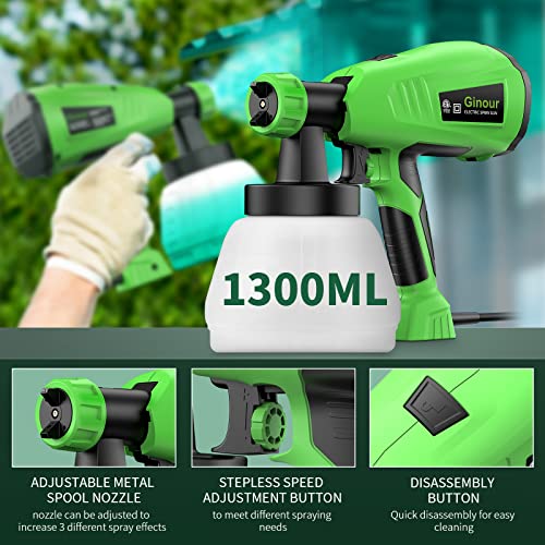 Paint Sprayer, ginour Electric Paint Gun 1300ml HVLP Paint Spray Gun