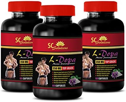libido Lift for Men - L-DOPA 350MG - MUCUNA PRURIENS Extract - macuna el dopa - 3 Bottles (180 Capsules)