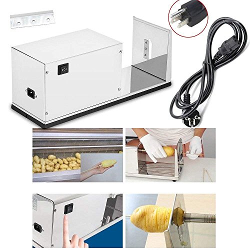 Potato Slicer, Commercial Automatic Electric Stainless Steel Spiral Potato Slicer Food Grade Stainless Steel Spiral Potato Cutter Twisted Spiral Zucchini Automatic Machine Tornado Potatoes Making