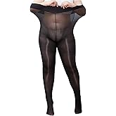 HTRUIYA Women's Plus Size Oil Shiny Glossy Pantyhose 8D Sheer Tights High Elastic Shiny Pantyhose Ultra Silky Stockings