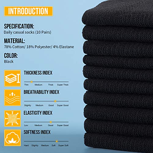 Benirap 10 Paar Sneaker Socken Herren & Damen Baumwollsocken Atmungsaktive Sportsocken Unisex Bequem Outdoor Söckchen Laufsocken Schwarz Weiß Grau Trekkingsocken