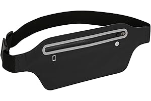 MOVOYEE Fanny Packs for Women,Waterproof Fanny Pack for Men,Adjustable Running Belt Waist Pack Slim Expandable Pocket Belt,iPhone Running Holder Cell Phone Elastic Waist Pouch Bag for Galaxy Black