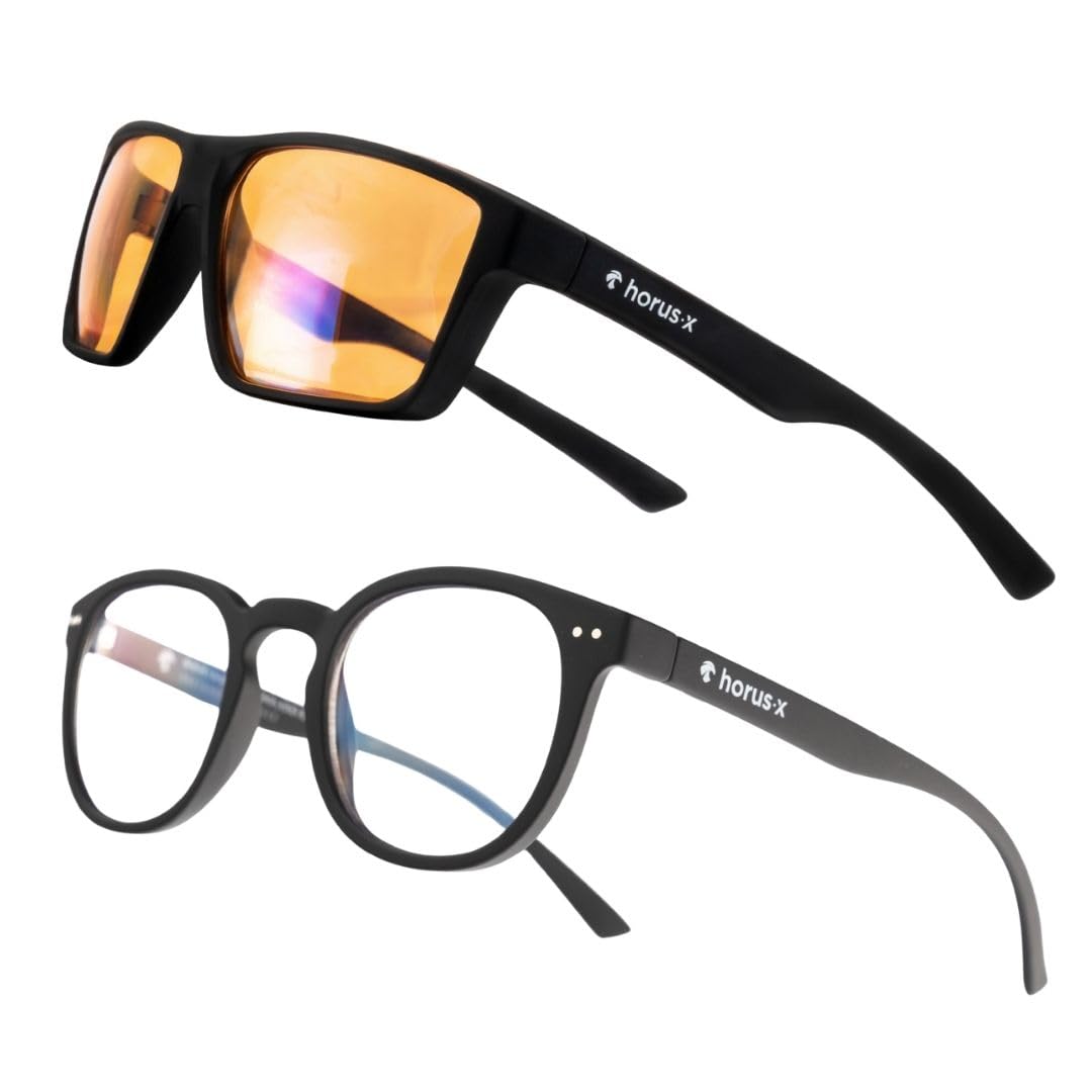 Horus X - Pack Anti Blue Light and Gaming Glasses - Screen Protection (Computer Console TV PC) - Men and Women