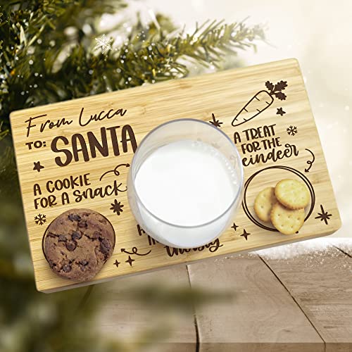 Custom wooden christmas cookies and milk for Santa tray