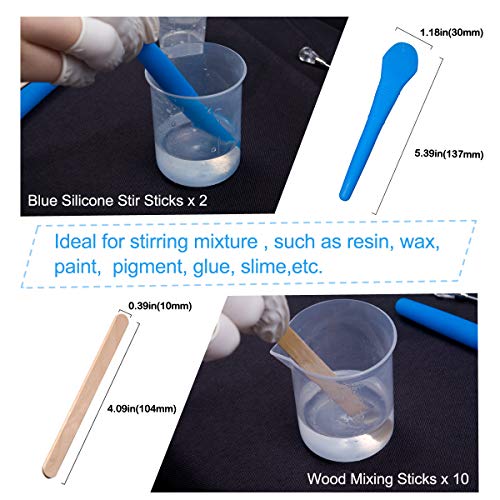 Moi Doi 45PCS Resin Mixing Cups Tools Kit, Graduated Plastic Silicone Measuring Cups, with Pipettes Mixing Stir Sticks Finger Cots Tweezer Silicone Mat for DIY Resin Casting Painting Jewelry Making