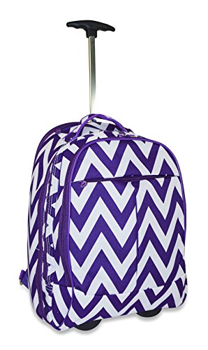 Ever Moda Rolling Laptop Case - Rolling Wheeled Laptop Case for Students & Professionals - Rolling Laptop Bag for 17-inch Laptops - Doubles up as a Laptop Backpack/Carry-on Case - Chevron Purple