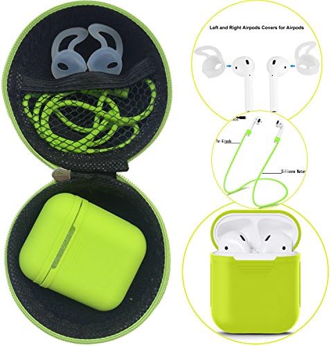 AirPods Case + Airpods Starp,GoodOkay Colorful Strap for iPhone 7/iPhone 7 Plus AirPods,AirPods Case Protective Silicone Cover and Skin for Apple Airpods (Green)