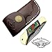 Best.Buy.Damascus1 Multi Color Wood 5.5'' Custom Handmade Damascus Steel Double Brass Bloster with Sharpening Rod Folding Pocket Knife Back Lock Prime Quality Come with Leather Sheath