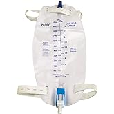 Easy-Tap Leg Bag Urinary Drainage Bag, 1000ml, Anti-Reflux Valve, Cloth Straps, Easy Flip Drain (Pack of 3)