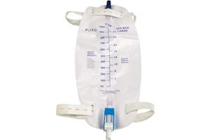 PLCEO Easy-Tap Leg Bag Urinary Drainage Bag, 1000ml, Anti-Reflux Valve, Cloth Straps, Easy Flip Drain (Pack of 3)