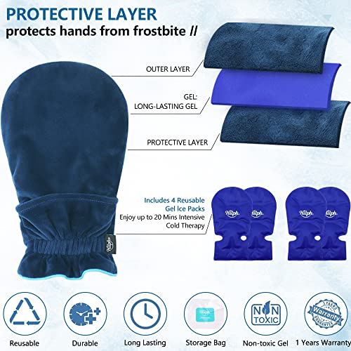 Hilph® Ice Pack Gloves for Hands Injuries, 4 Gel Pack with 2 Soft Wrap