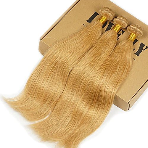 Stella Reina Golden Honey Blonde Brazilian Straight Virgin Hair 3 Bundles Deal Natural Hair Color Dye #27 Strawberry Blonde Sew In Weave Human Hair Extensions For Women Weaving Wig 22 Inch
