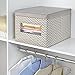 mDesign Set of 4 Fabric Closet Storage Box with Lid - Large Storage Box for in The Wardrobe - Perfect Clothes Storage Box with Lid - Taupe/Natural