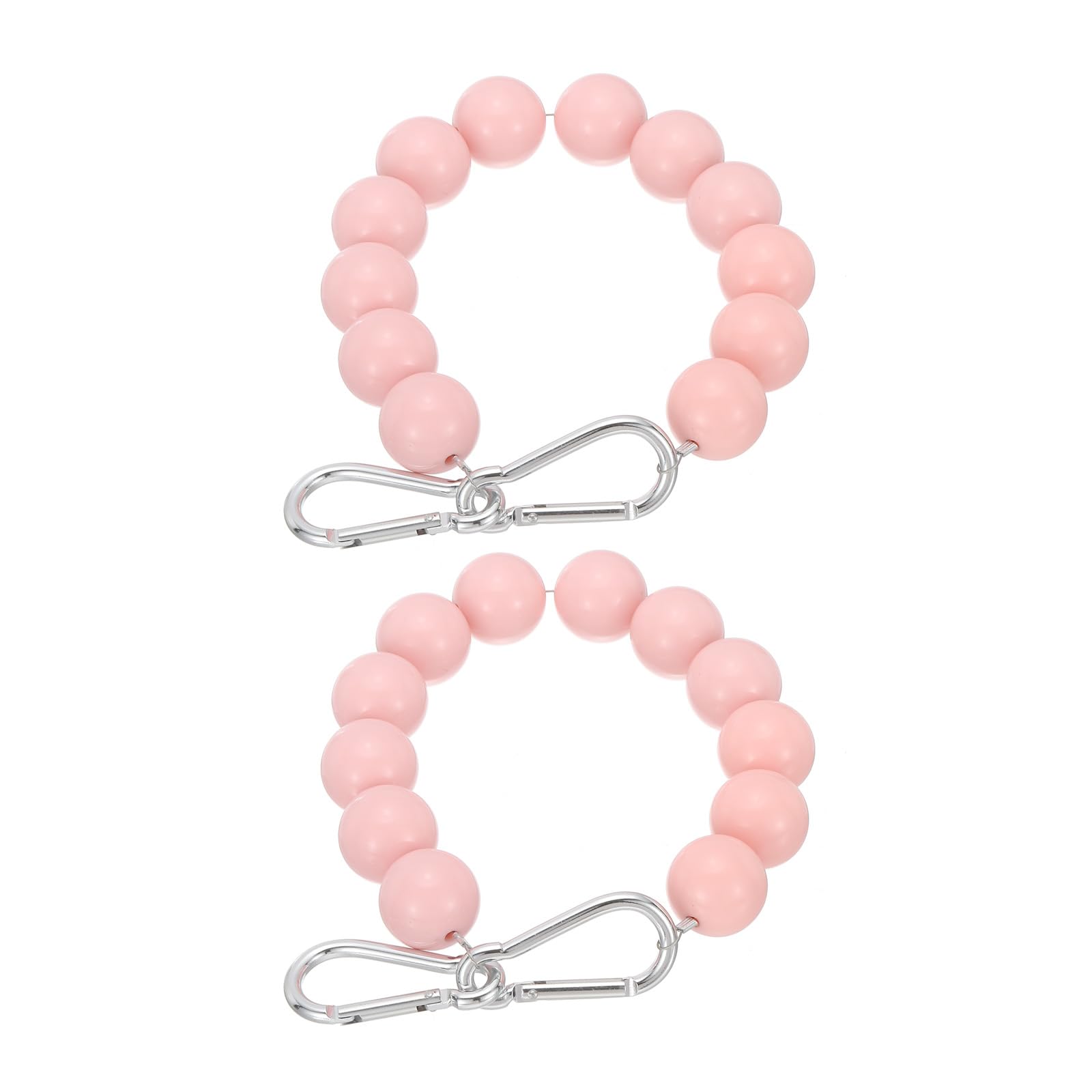 PATIKIL Flagpole Retainer Ring Flag Pole Accessories, 2 Pcs Flag Beaded Mount Ring Keep Flag Close to Pole Weight with Stainless Steel Cable for Indoor Outdoor Flagpole, Pink, 3.3"