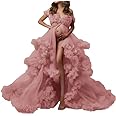 PRESEOSSA Women's Tulle Robe for Maternity Photoshoot Puffy Ruffles Bridal Lingerie Bathgown Illusion Wedding Scarf