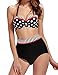 Women's Retro Polka Dot High Waist Bikini Set Swimsuit Push Up Swimwear Black XL