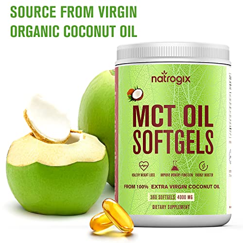 Natrogix MCT Oil Capsules/Virgin Coconut Oil Softgels, 360 Count3