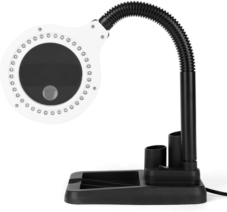 YTLJJ Magnifier Lamp,Magnifier with Light Hands Free,Magnifying Glass Lamp,40 Leds Stand Glass Lamp,5X 10X Magnifier Desk Lamp Adjustable Magnifying Glass Table Lamp for Reading,Crafts,Repair,Sewing