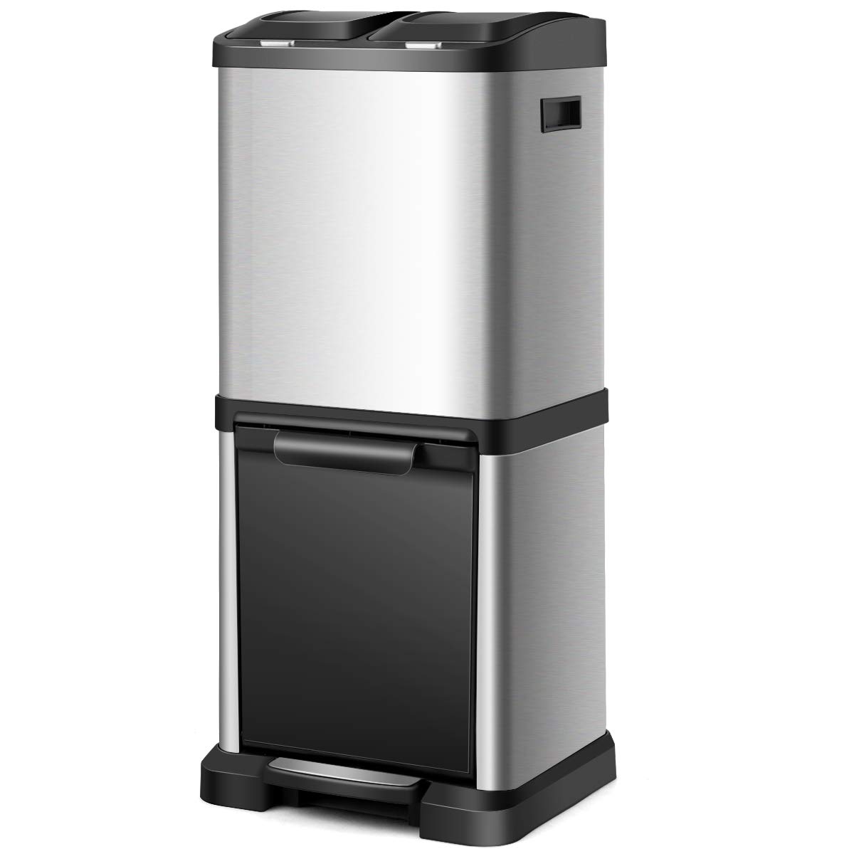 COSTWAY Recycling Pedal Bin for Kitchen Waste, Vertical Waste