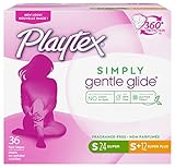 Playtex Simply Gentle Glide Multipack Unscented Tampons with Super and Super Plus Absorbencies, 36 Count (Packaging May Vary)