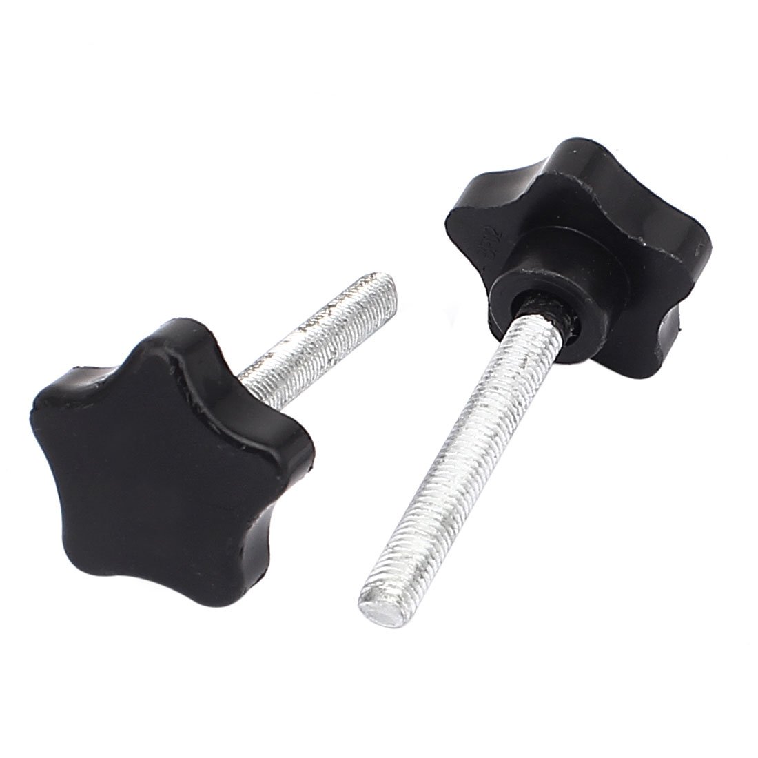 Sourcingmap a16022300ux0908 M8 x 60mm Threaded Screw on Type Star Head Clamping Knob Grip 2pcs, Black, Set of 2 Pieces