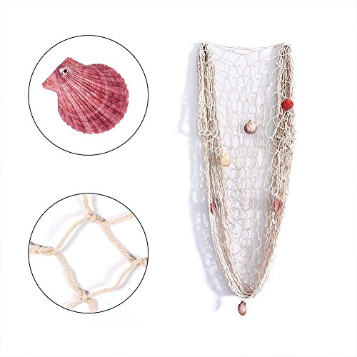 image for Rosoz Nature Fish Net Wall Decoration with Shells, Ocean Themed Wall H