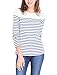 Allegra K Women's Round Neck Long Sleeves Color Block Striped Tops T Shirts Blue M US 10