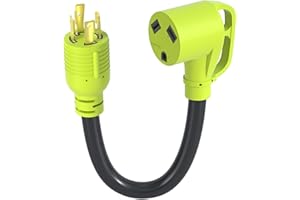 XGGYA 4 Prong 30 Amp RV Generator Adapter Cord,NEMA L14-30P Twist Lock Male Plug to NEMA TT-30R Female with Grip Handle,Heavy Duty STW 10 AWG Generator Adapter for RV Camper 12 Inch