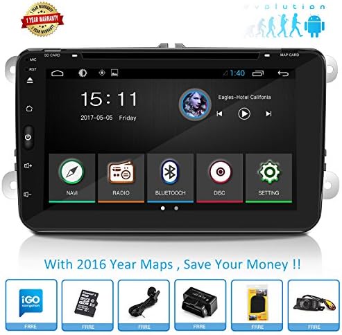Android Car Stereo Dvd Gps Navigation Double Din Car Stereo Android 6.0 8inch Touch Screen In Dash Vehicle Head Unit for VW Volkswagen Jetta Golf Passat Tiguan T5 VW Skoda With 2016 Year Maps