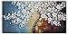 Wieco Art Blooming life Large Modern Stretched and Framed White Flowers Artwork 100% Hand Painted Floral Oil Paintings on Canvas Wall Art Ready to Hang for Living Room Bedroom Home Decorations L