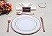 ÉLAN 120 Pack Rose Gold Rim Plastic Plates for 60 Guests | 60 Dinner and 60 Salad/Dessert Premium White Disposable Plates with an Elegant Rose Gold Rim | Ideal for Parties (120, Rose Gold)