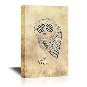 Canvas Wall Art - Ethnic Style Owl with Floral Pattern - Gallery Wrap Modern Home Art | Ready to Hang - 12x18 inches