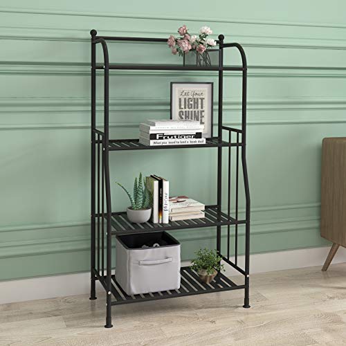TZAMLI 4 Tier Metal Shelf Tower, Free Standing Shelving Unit Heavy Duty