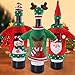 PartyTalk 3pcs Ugly Christmas Wine Bottle Covers, Holiday Wine Bottle Cover with Hat for Ugly Sweater Party Decorations