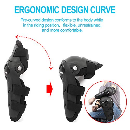 4Pcs Motorcycle Knee Elbow Pads Protection Motocross Racing Knee Shin Guards Protective Gear for Adults