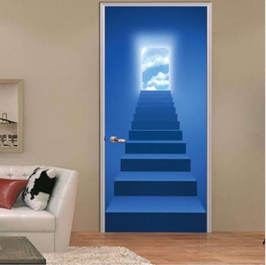 Tur Aufkleber Wandtreppe Zum Himmel Fur Schlafzimmer Badezimmer Ep Selbstklebender Pvc Wand Aufkleber 77x200cm Amazon De Baumarkt