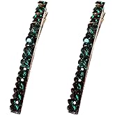 2Pcs Green Shiny Rhinestone Diamond Hair Barrette Clip Hair Pin Hair Clip Bobby Pins Duckbill Alligator Clip Pin Hair Accessories Sparkle for Women Girls,Clips and Barrettes Accessories