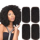 FASHION IDOL 4 Bundles Afro Kinkys Bulk Human Hair (20 Inches/20 Inches/20 Inches/20 Inches - Natural Black)
