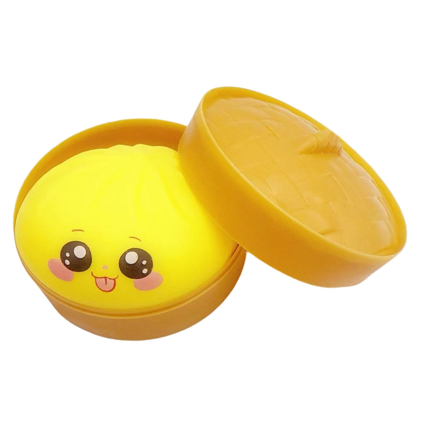 Giant Dumpling Squishy, Mystery Dumpling Squishy, 4 Inch Jumbo Dumpling Stress Ball, Rainbow Mystery Squishys Bun, Anxiety Relief Fidget, Soft Squeeze Decompression Dough (#A Yellow)