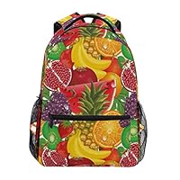 YICHENGG Fashion Personalized Sports School Backpack Colorful Tropical Fresh Fruits Print Outdoor Travel Hiking Daypack Big Capacity Laptop Bag