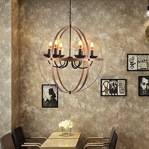 Beyonds Rustic Brass Chandelier Pendant Lighting - 2019 6 - Light E26 Industrial Vintage Style Simple Wrought Iron Chandelier Creative Loft Hanging Ceiling Lamp for Indoor Bar