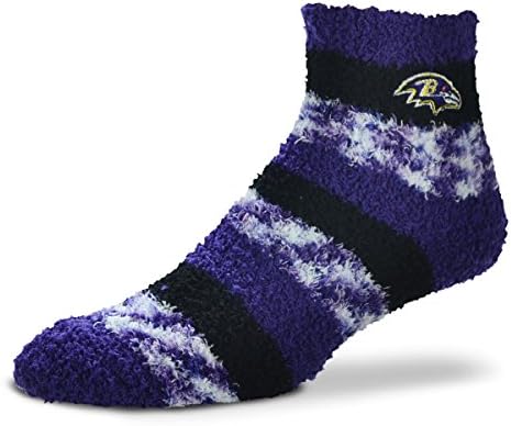 For Bare Feet NFL RMC Pro Stripe Fuzzy Sleep Socks-One Size Fits Most-Baltimore Ravens