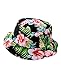NYFASHION101 Unisex Satin Lined Floral Pattern Cotton Bucket Hat, Black, M