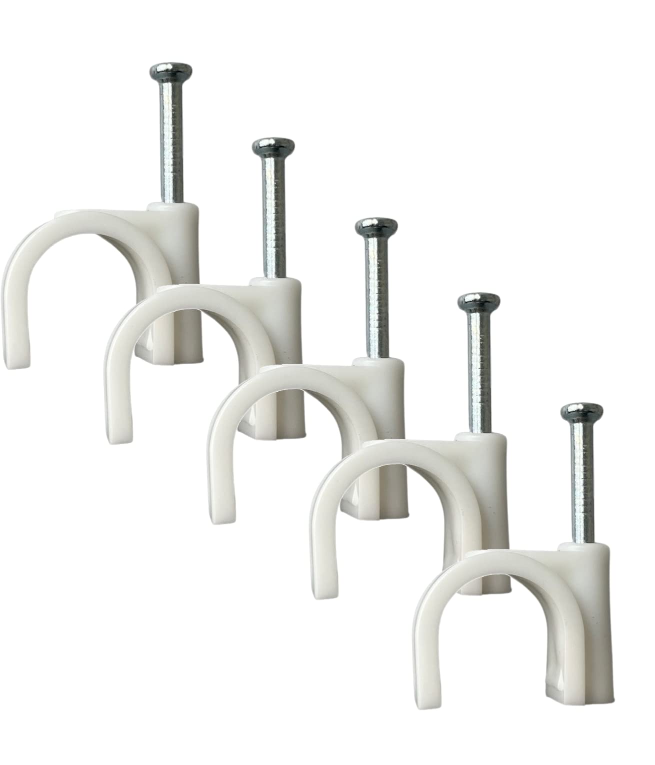 White Round Cable Clips 14mm- 100 Pieces