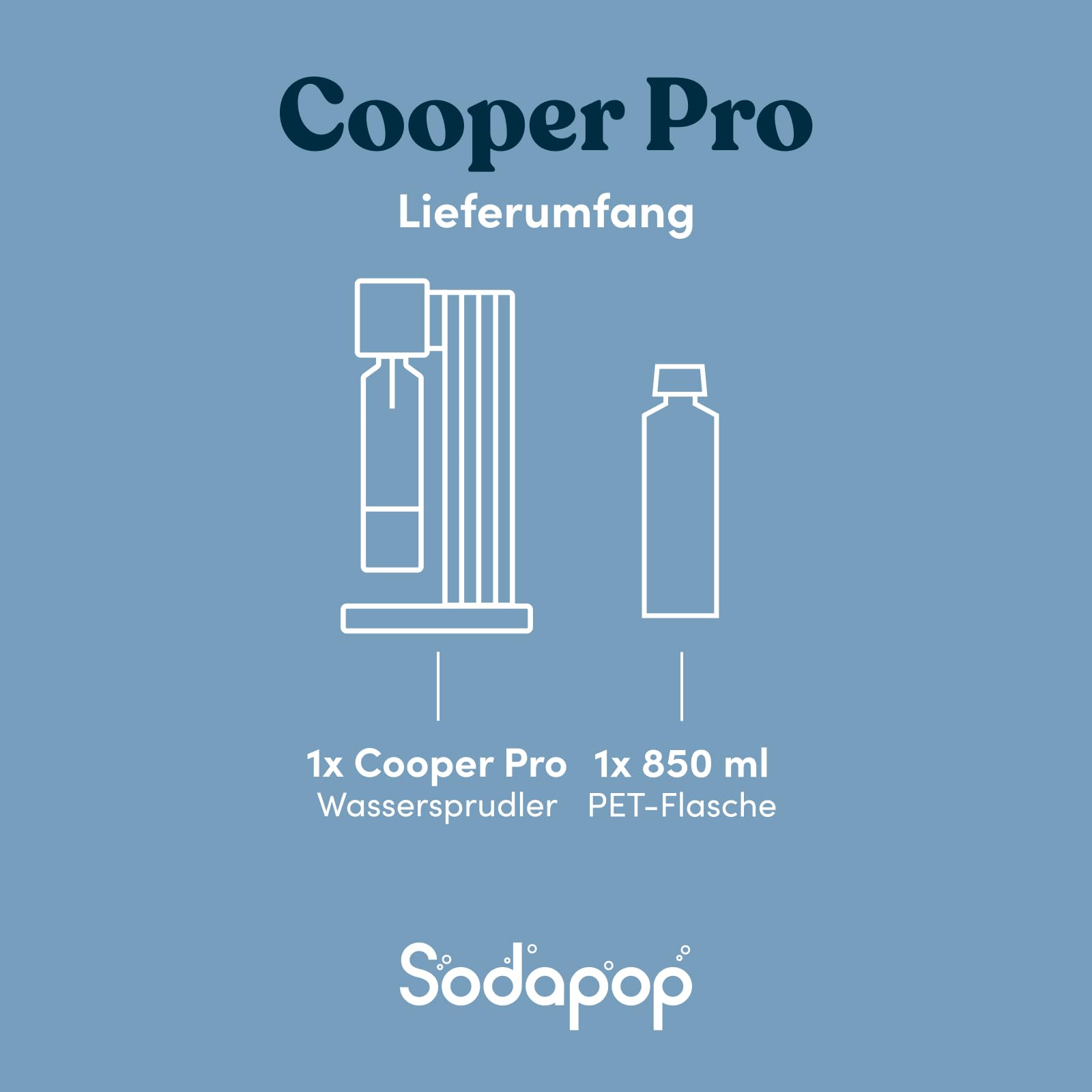 Sodapop Wassersprudler Cooper Pro Schwarz inkl. 1x PET-Flasche, enthält keinen CO₂-Zylinder, Einhängemechanismus ohne Eindrehen, platzsparend, Höhe 45 cm 9