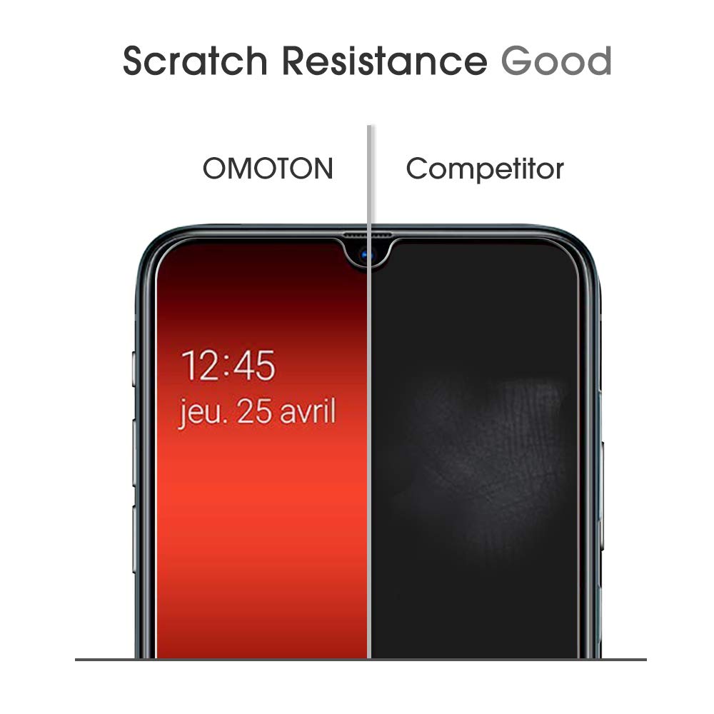 OMOTON [Lot de 4 Samsung Galaxy A70 Verre Trempé Protection Ecran en Verre pour Samsung Galaxy A70 [Clarté Cristale] Film de Protection [sans Bulle] [9H Dureté]