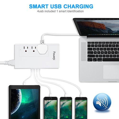 Travel Voltage Converter Adapter 1875W Step Down 220V to 110V with 4 Smart USB Charging Ports Inner Cooling Design without Any Noise,Powerjc White - Thumbnail 6