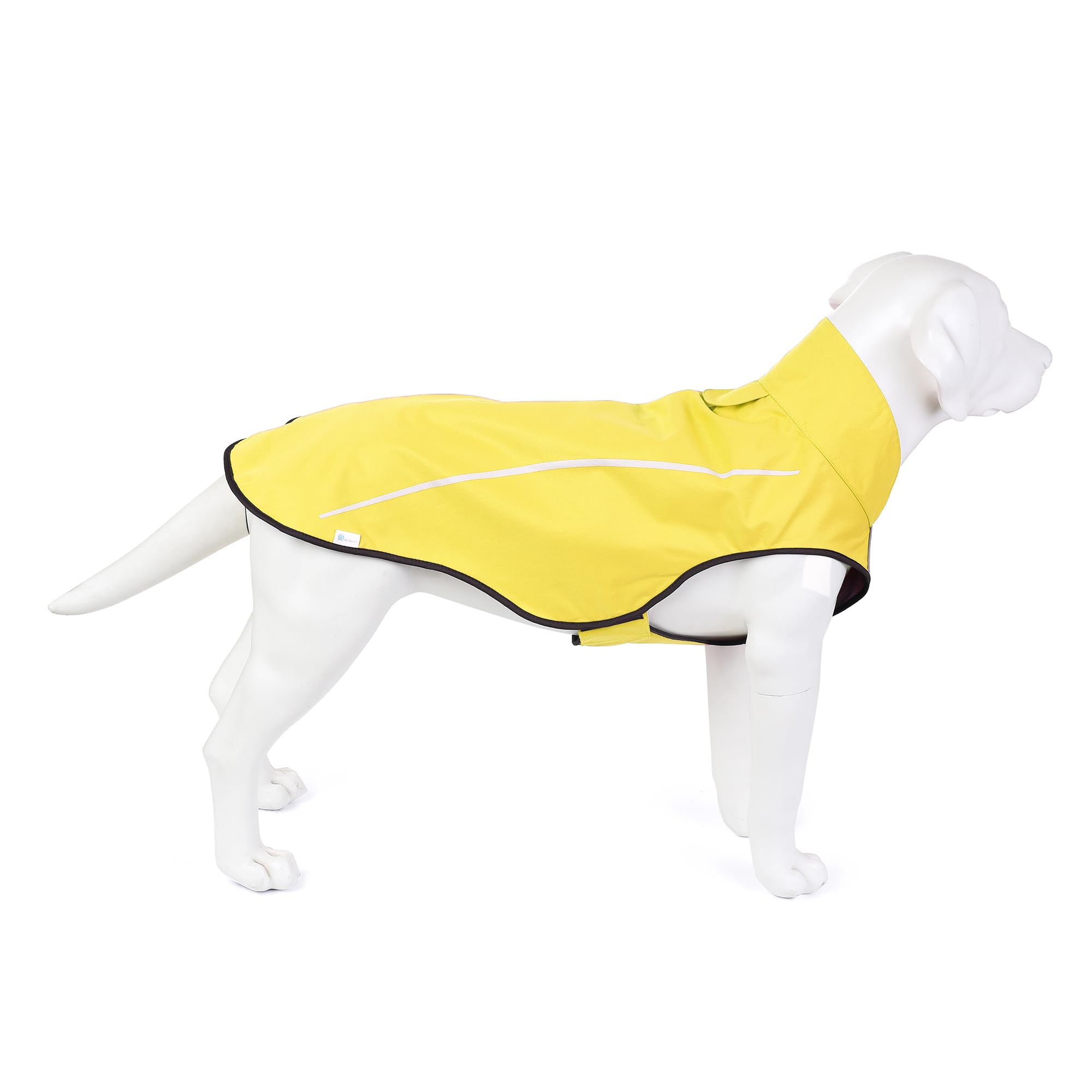 Mile High Life | Dog Raincoat | Adjustable Water Proof Pet Clothes | Lightweight Rain Jacket with Reflective Strip | Easy Step in Closure (L,Yellow)
