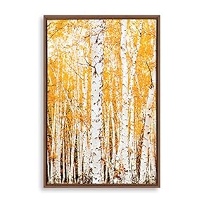 Framed Canvas Wall Art for Living Room, Bedroom Beautiful Gold Forest Canvas Prints for Home Decoration Ready to Hanging - 16x24 inches