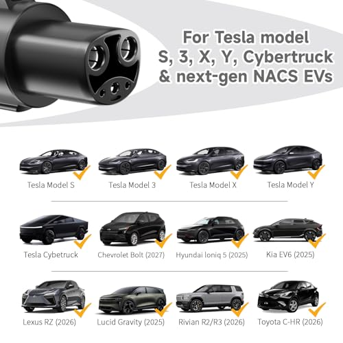 LJH J1772 to Tesla Charger Adapter, Max 80A/240V – J1772 to NACS Adapter for Tesla Model 3/Y/X/S/Cybertruck and All Electric Vehicles in the NACS Alliance